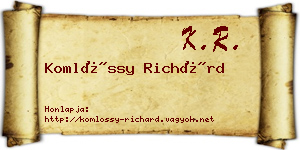 Komlóssy Richárd névjegykártya