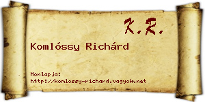 Komlóssy Richárd névjegykártya